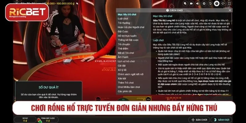 Live Rồng Hổ RICBET - Luật Chơi Và Cách Cược Cơ Bản Luật chơi live rồng hổ trực tuyến cho người mới