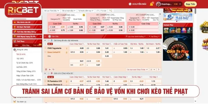 Kèo Thẻ Phạt RICBET - Cách Đọc Kèo Và Lưu Ý Phân Tích Sai lầm thường gặp khi phân tích kèo thẻ phạt