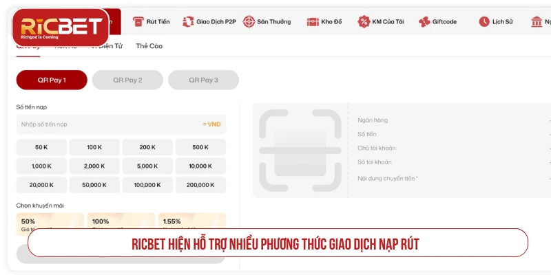 Ricbet | Cá Cược Casino, Thể Thao, Đá Gà, Bắn Cá Uy Tín Thông tin nạp rút tiền và quản lý giao dịch tại RICBET